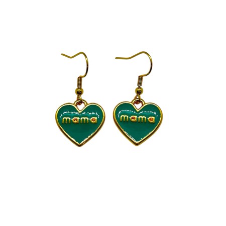 earrings steel gold heart mama1
